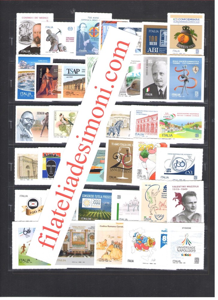 2019 Italy, complete year, 73 values + 5 sheets, MNH**