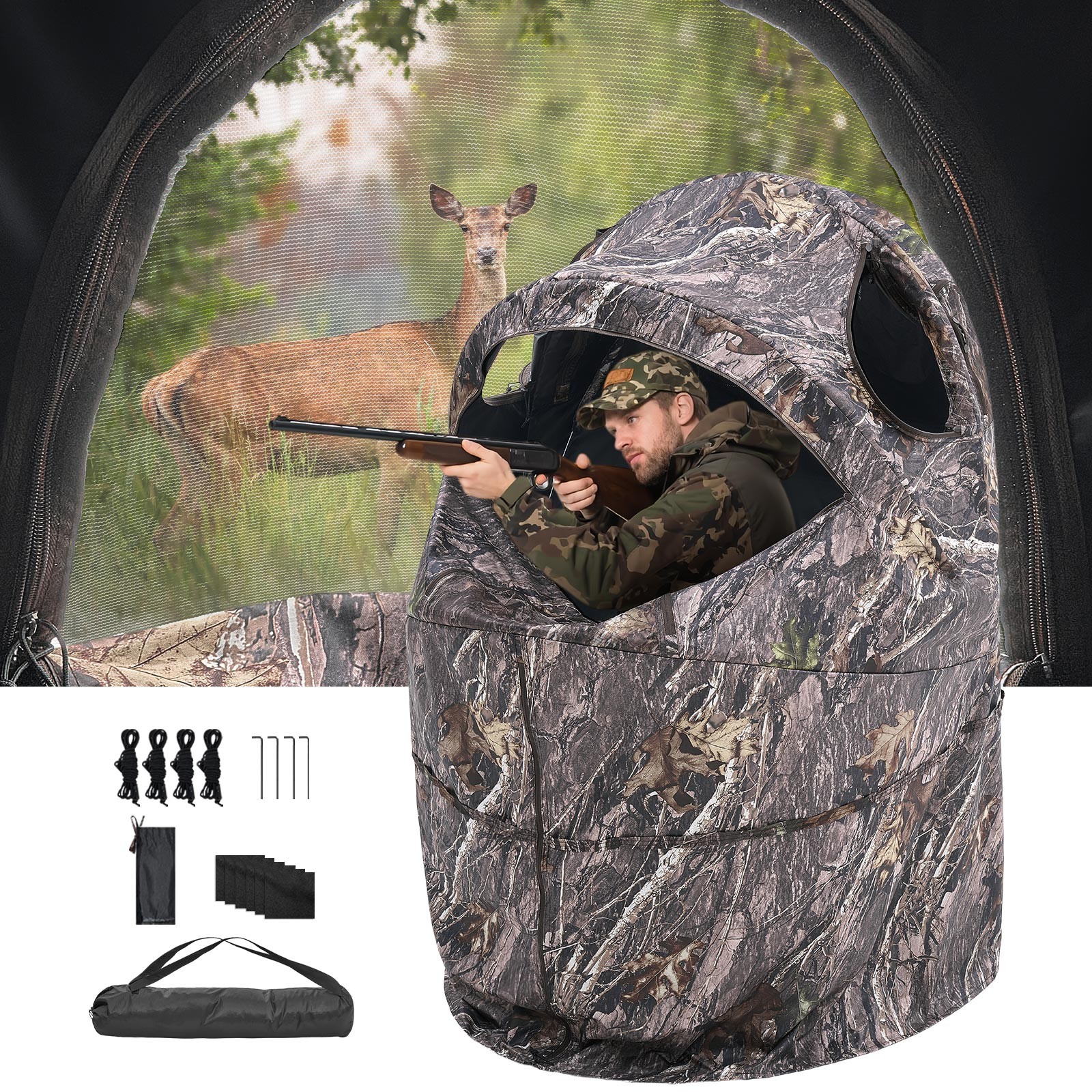 VEVOR Single Person Portable Hunting Blind Ground Deer Duck Blind Carrying Bag