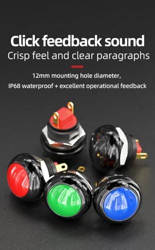 5pcs 12mm Momentary Push Button Switch Mini Round Switch IP68 Waterproof Green