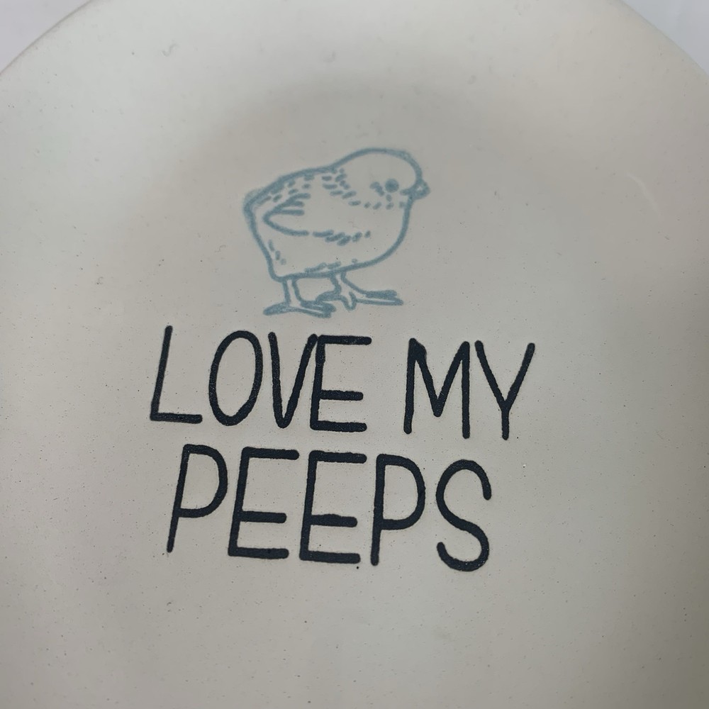 Love My Peeps Chick Dish Ceramic Egg Shaped Easter 5"