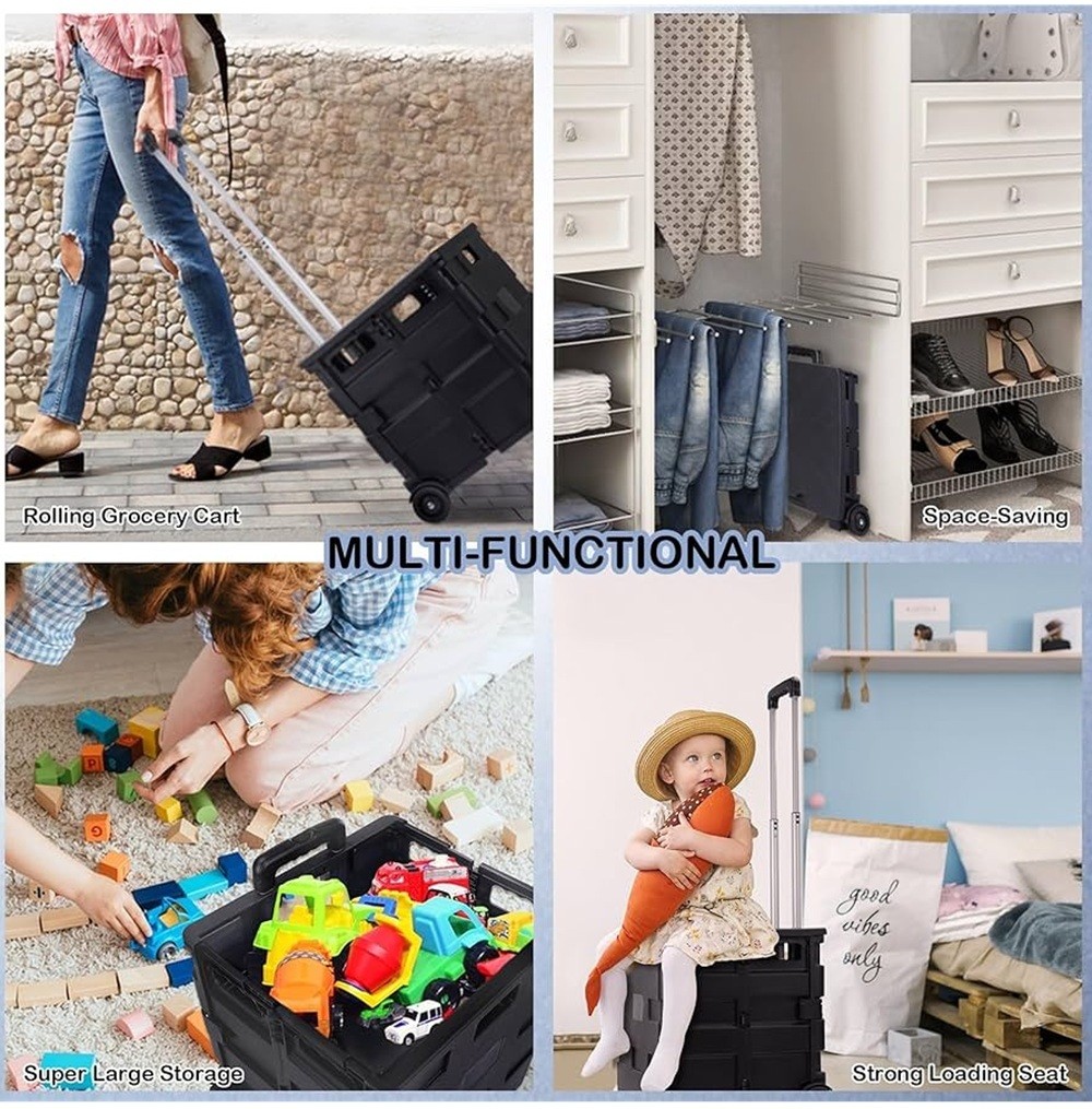 Elevon Office Cart Rolling Cart Basket ​Storage Container with Wheels and Handle