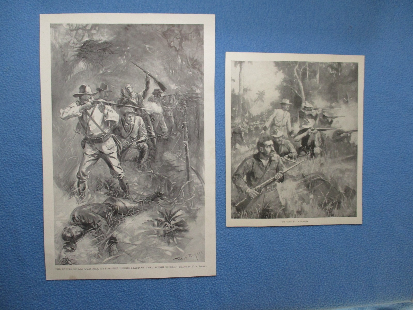 1898 Spanish American War Print - Roosevelt & Rough Riders Charge San Juan Hill