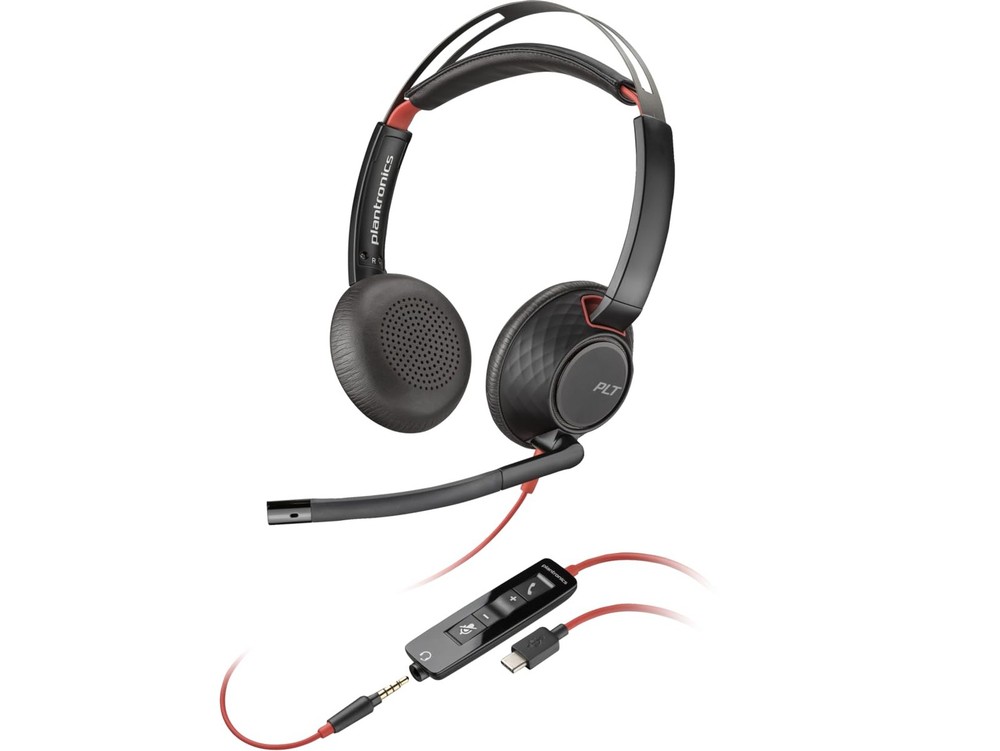 Plantronics Poly Blackwire 5220 Stereo USB-C Headset +3.5mm Plug +USB-C/A