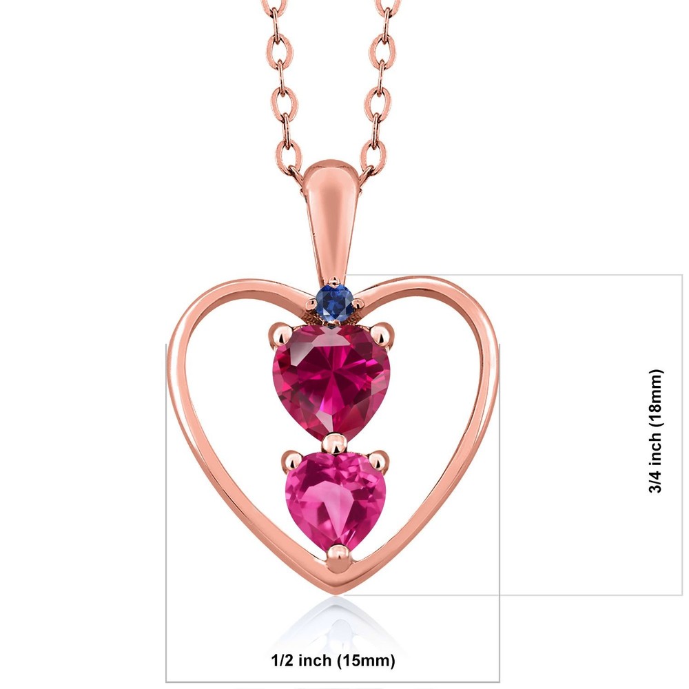 18K Rose Gold Plated Silver Created Ruby Pink Created Sapphire and Created