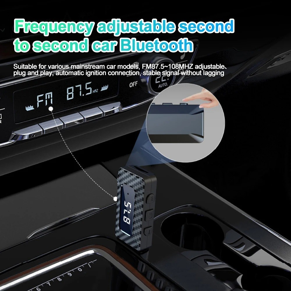 3 in 1 Car Mini USB Transmitter Receiver Bluetooth 5.3 with LED Display