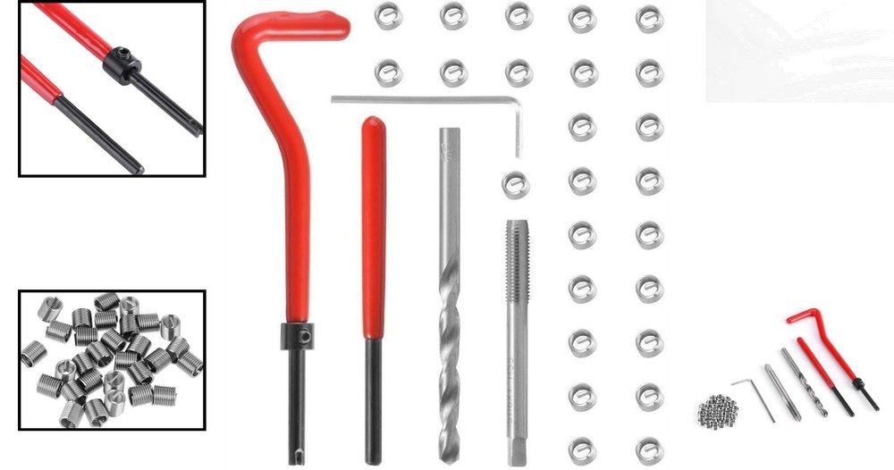 Efficient M6 Thread Repair Kit - 30PCS Stainless Steel Inserts & Tools Included