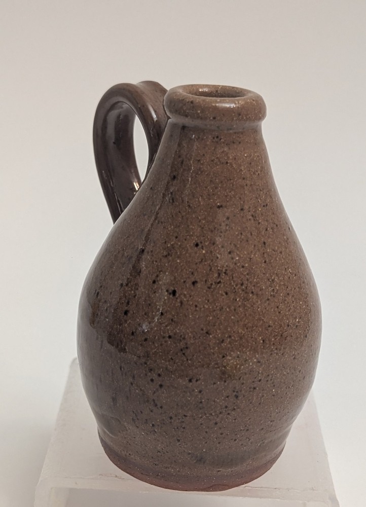 Speckled Brown Mini Handled Ceramic Jug 4 1/4"- Signed