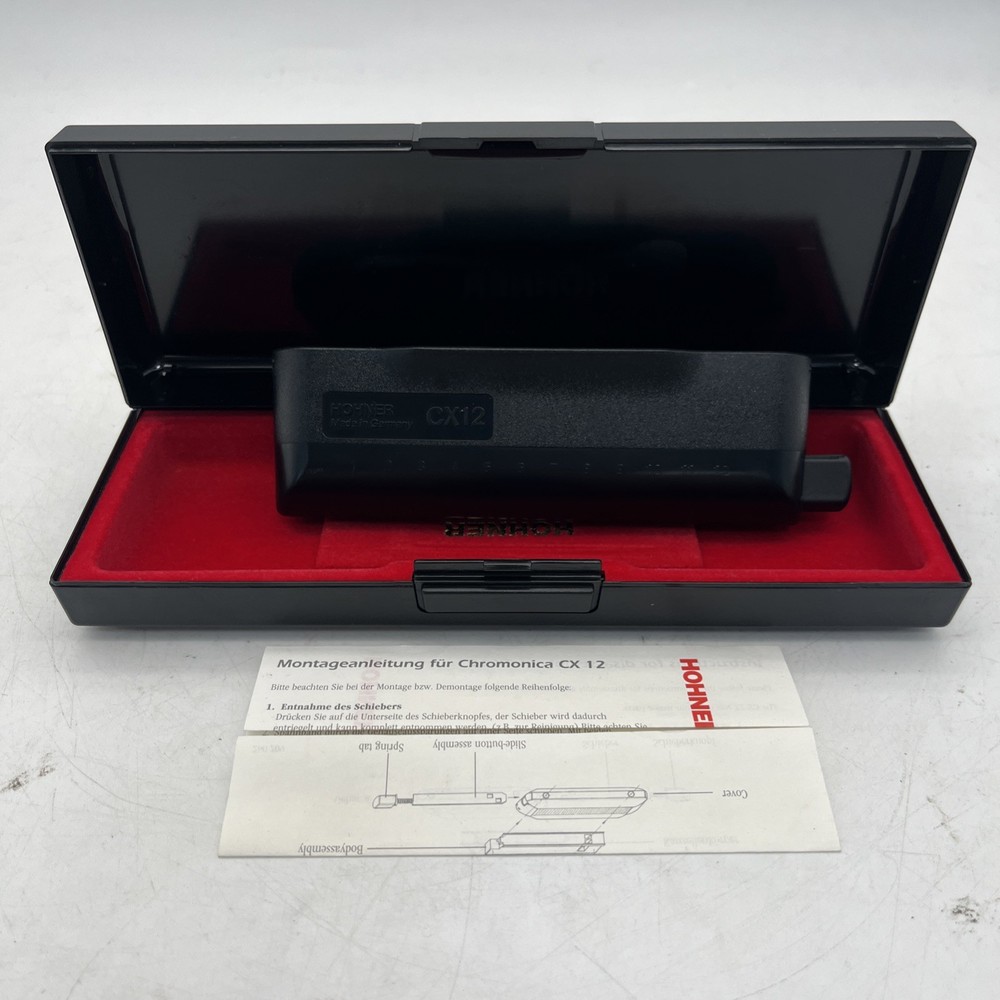 Hohner CX12 Black Chromatic Harmonica with Case