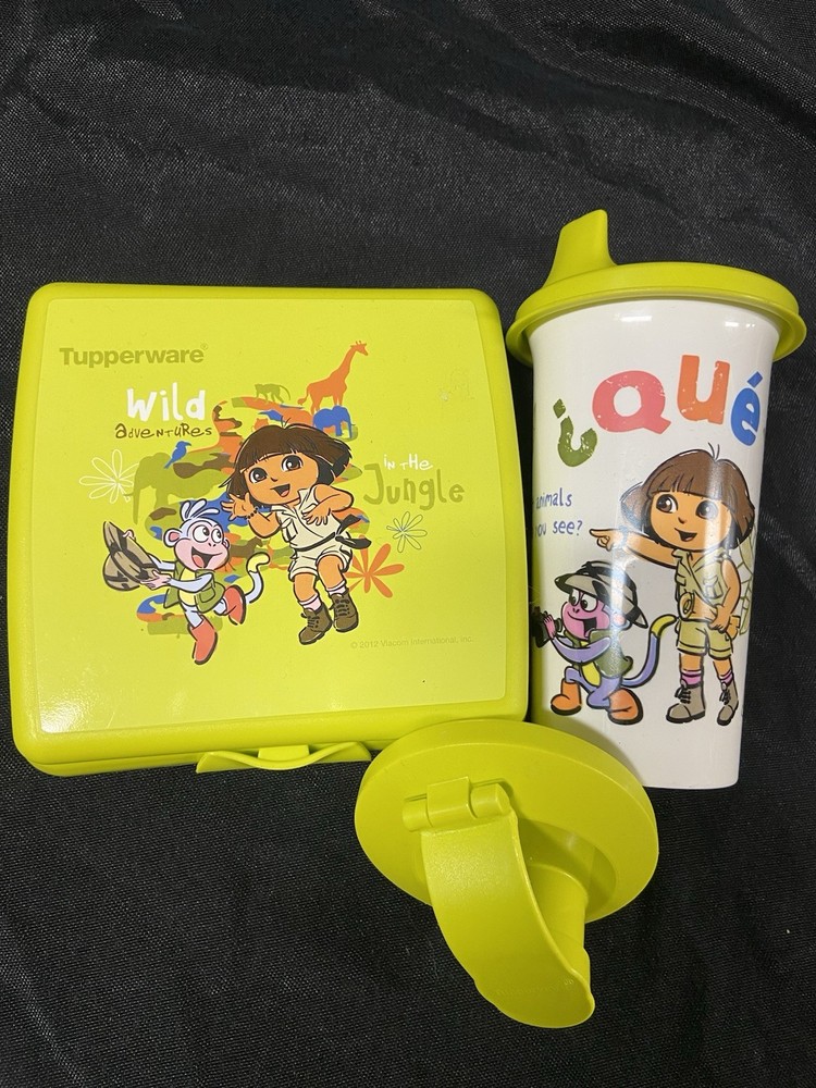 Dora The Explorer Tupperware Lunch Set Sandwich Container And Cup With 2 Seals
