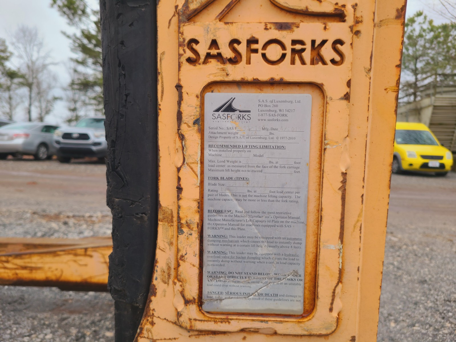 WHEEL LOADER SASFORKS SAS FORKS 4493-162 LONG FORKS 16 FOOT - READ NOTES!!!