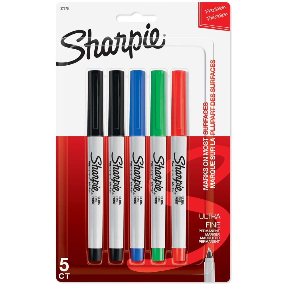 Sharpie Permanent Markers, Ultra Fine Point, Assorted Colors, 12 Count