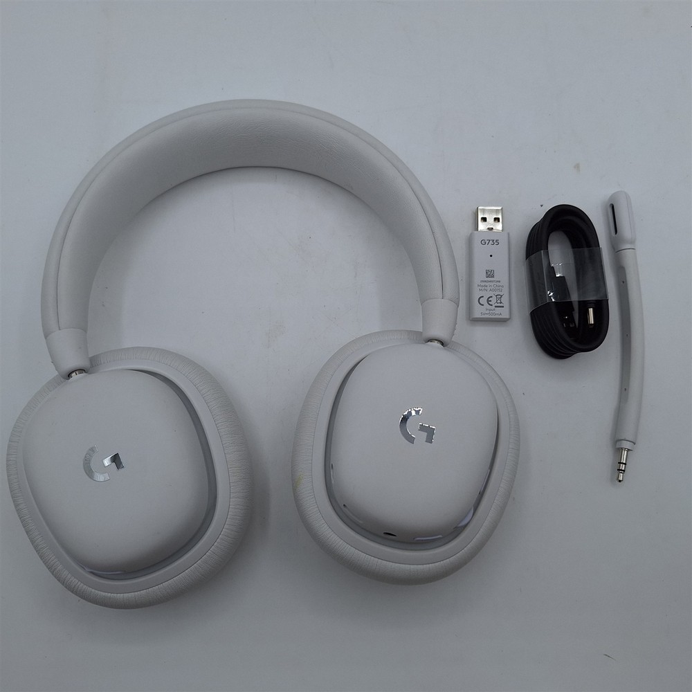 Logitech G735 Wireless Gaming Headset, Customizable LIGHTSYNC RGB - White Mist