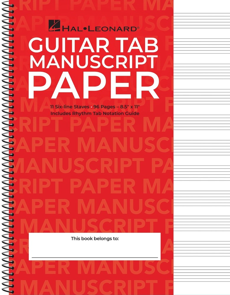 Hal Leonard Guitar Tab Manuscript Paper Wire-Bound Sheets 96 Page Notation Guide