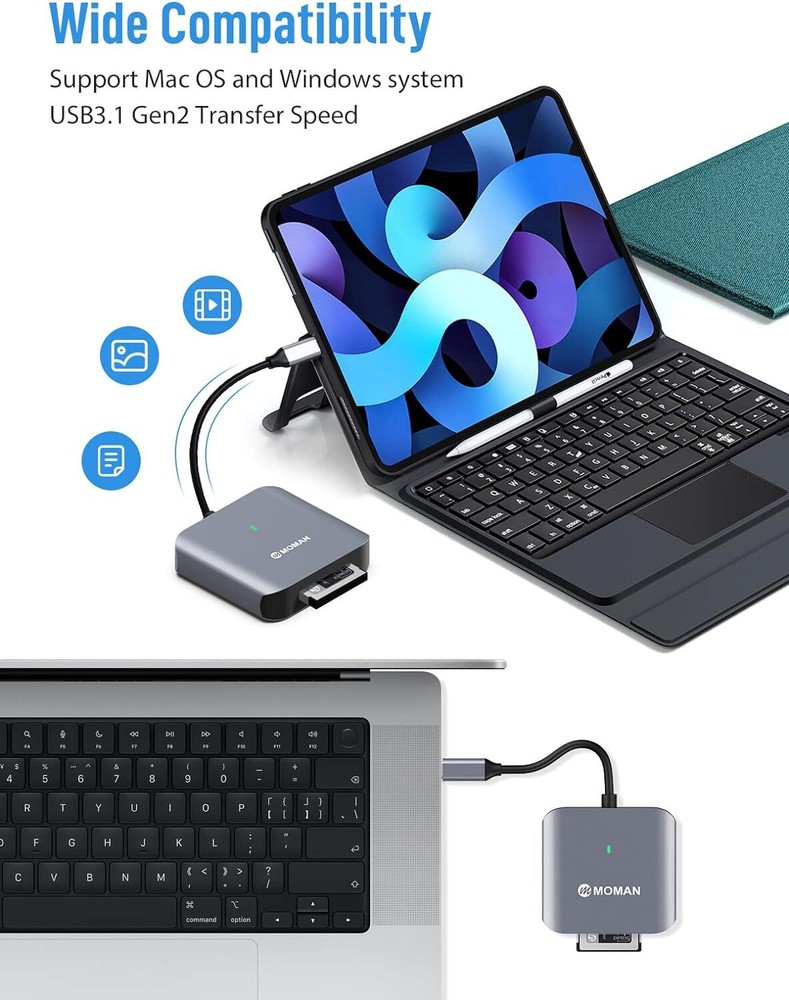CFexpress Card Reader, Moman C1B Type B Card Reader USB C 3.1 Gen 2 10Gbps