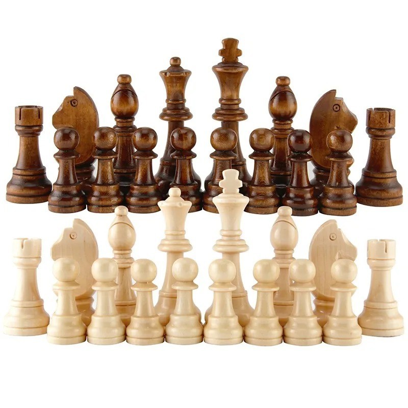 32PCS Wooden Chess Pieces Staunton Tournament Set 8cm King No Board