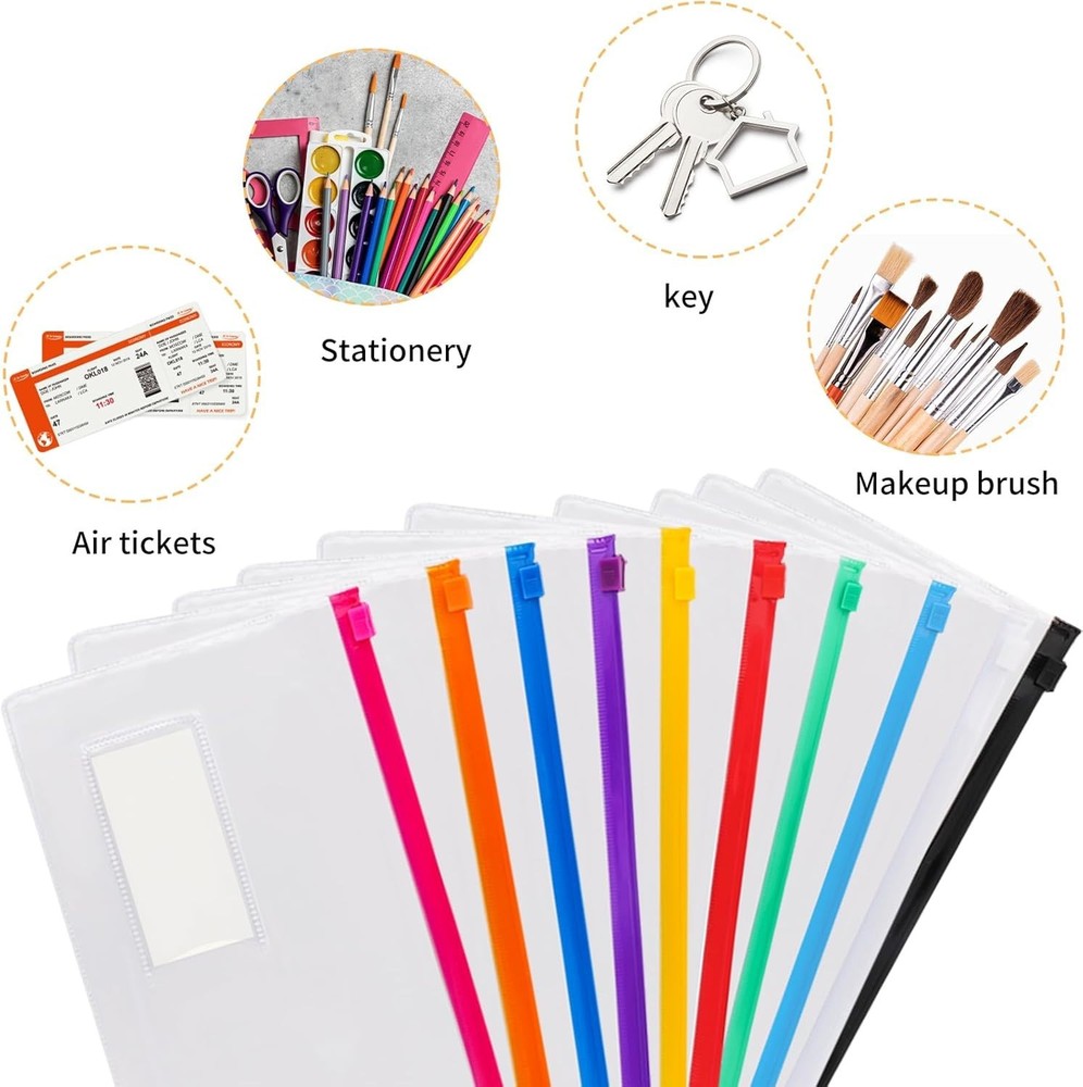 32pcs Poly Zip Envelope, Reusable Envelopes, Pencil Case Bulk, Bill Bag, 9'' ...