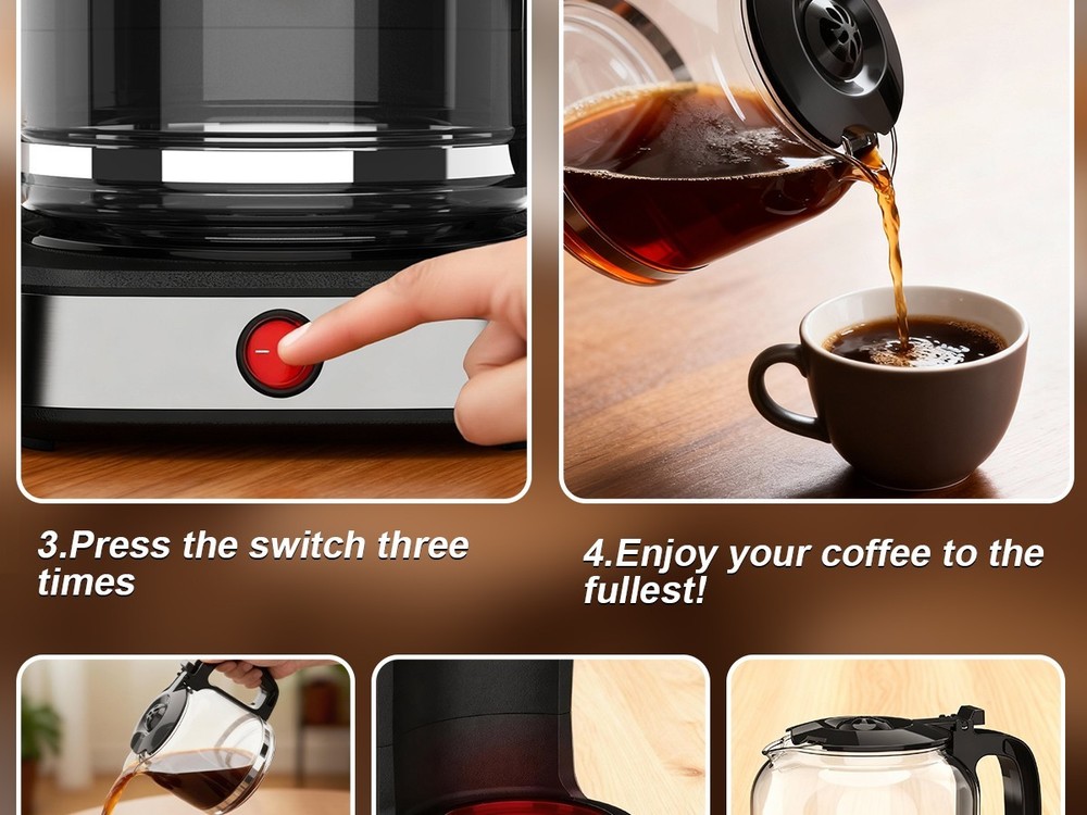 Drip Coffee Maker Office Coffee Brewing Machine with Heated Base,Black