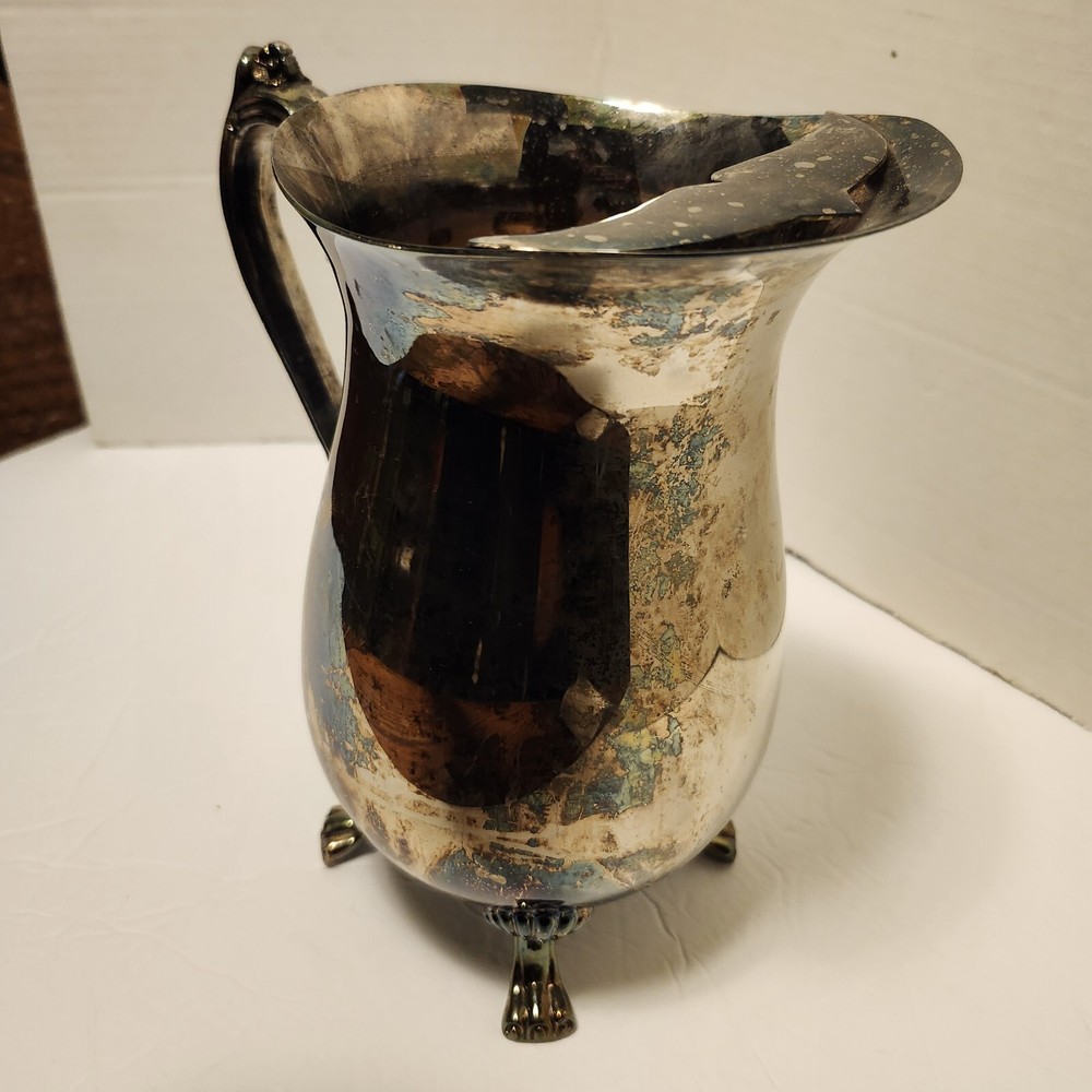 Vintage Silver Plated Copper Pitcher W/ice Guard