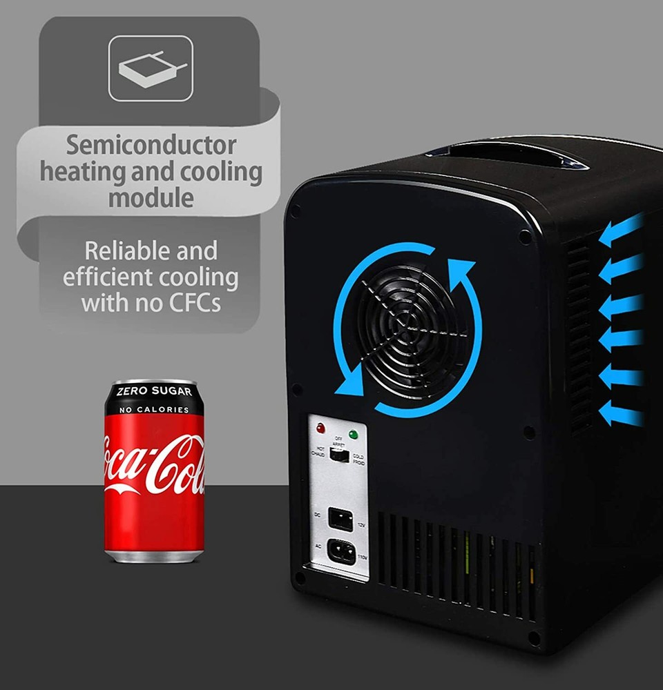 Black Red Coke Zero Coca Cola Mini Fridge Compact Personal Refrigerator Retro