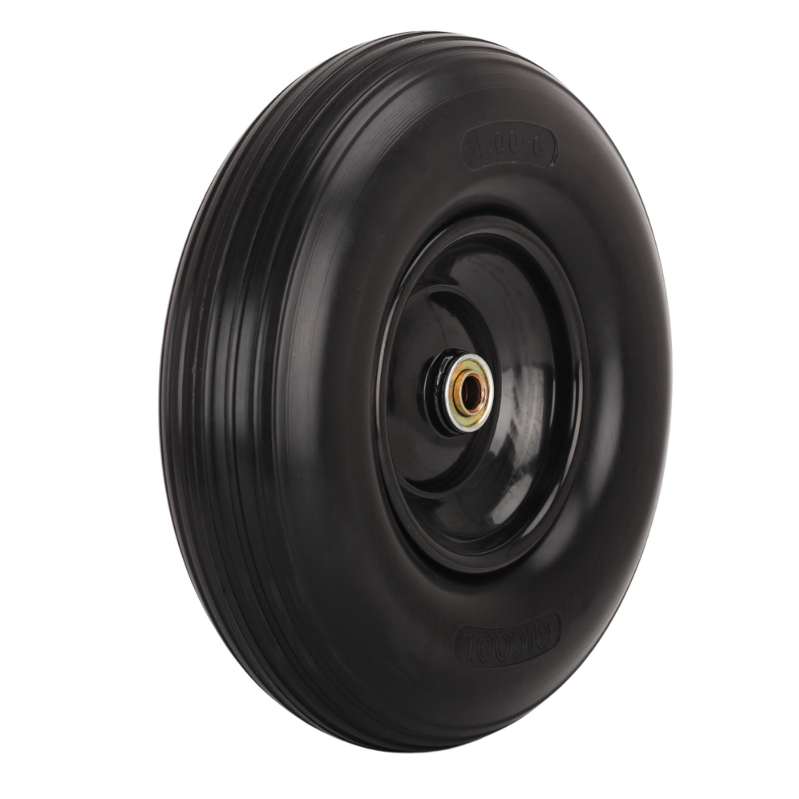 13 x 4.00-6 Flat free Solid Tire & Wheel for Wheelbarrow, Garden Wagon Cart