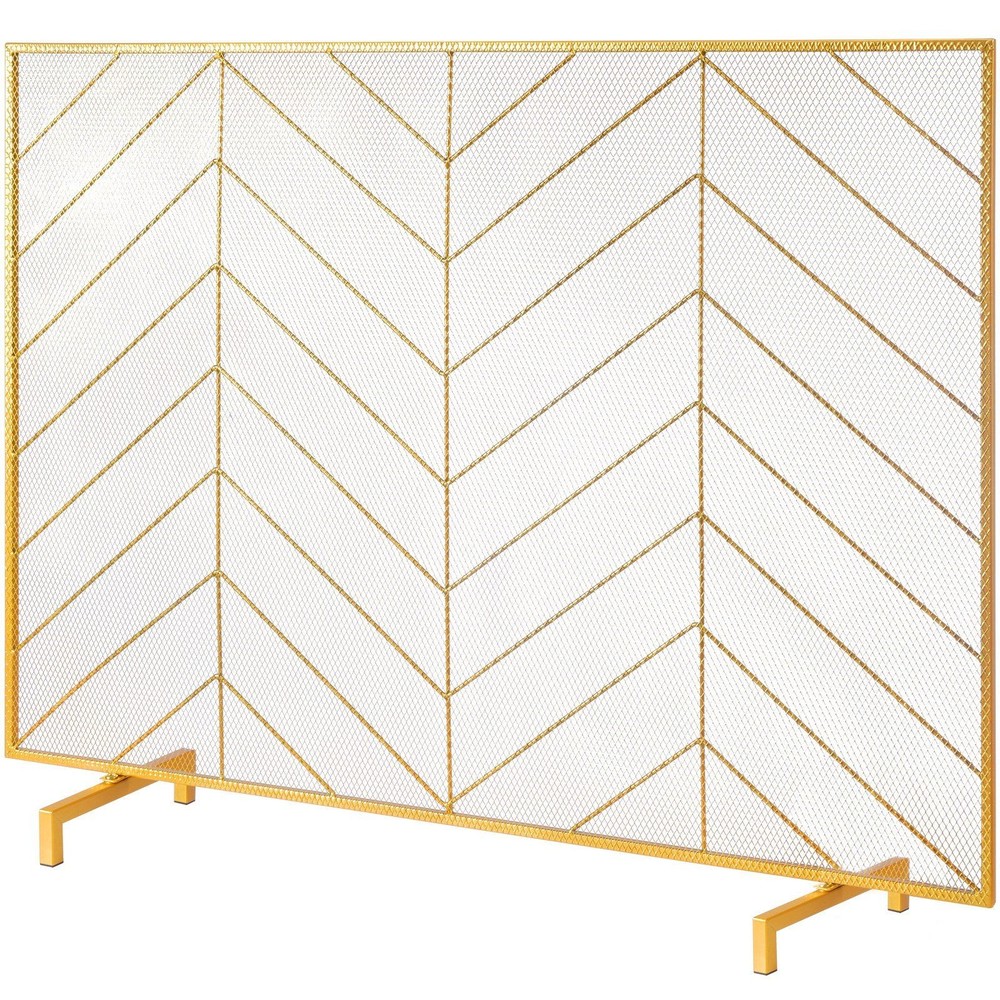 Fireplace Screen Single Panel, Sturdy Iron Mesh Fireplace Screen, 38.6"(L)