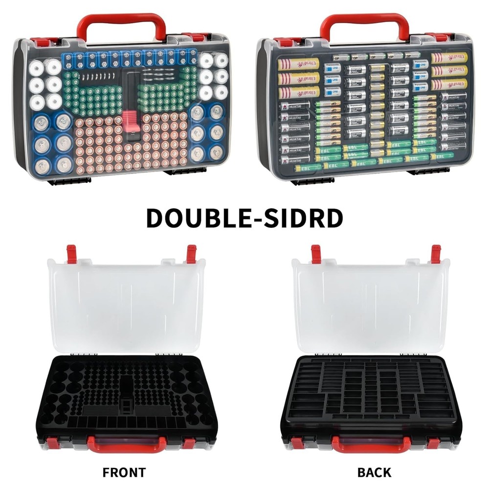 269-Count Double-Sided Battery Storage Case & Testing Kit - Modern Black Finish
