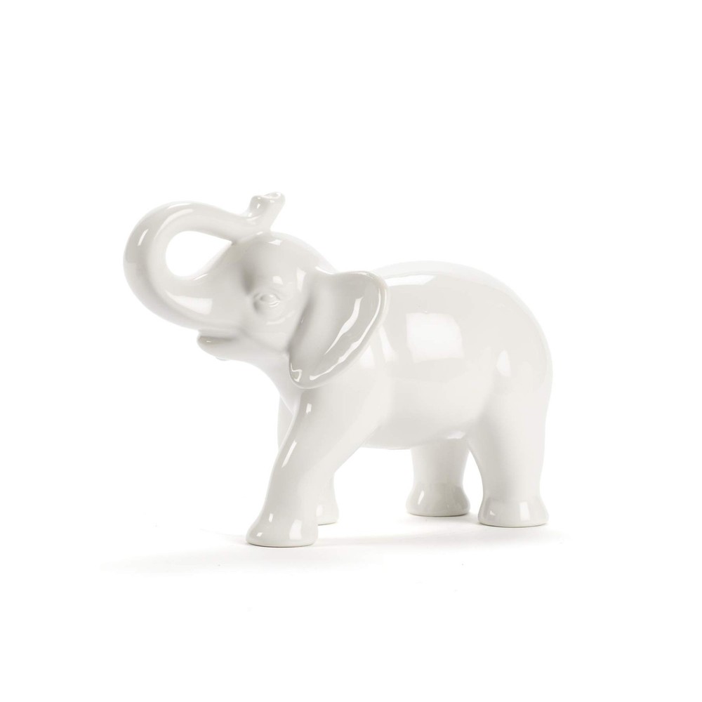 Abbott Collection Elephant Figurine, White Ceramic (Medium)