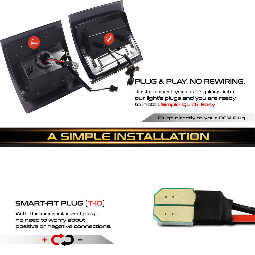 For 1994-1998 Chevy C/K 1500 2500 3500 Clear Amber LED Corner Side Marker Lights