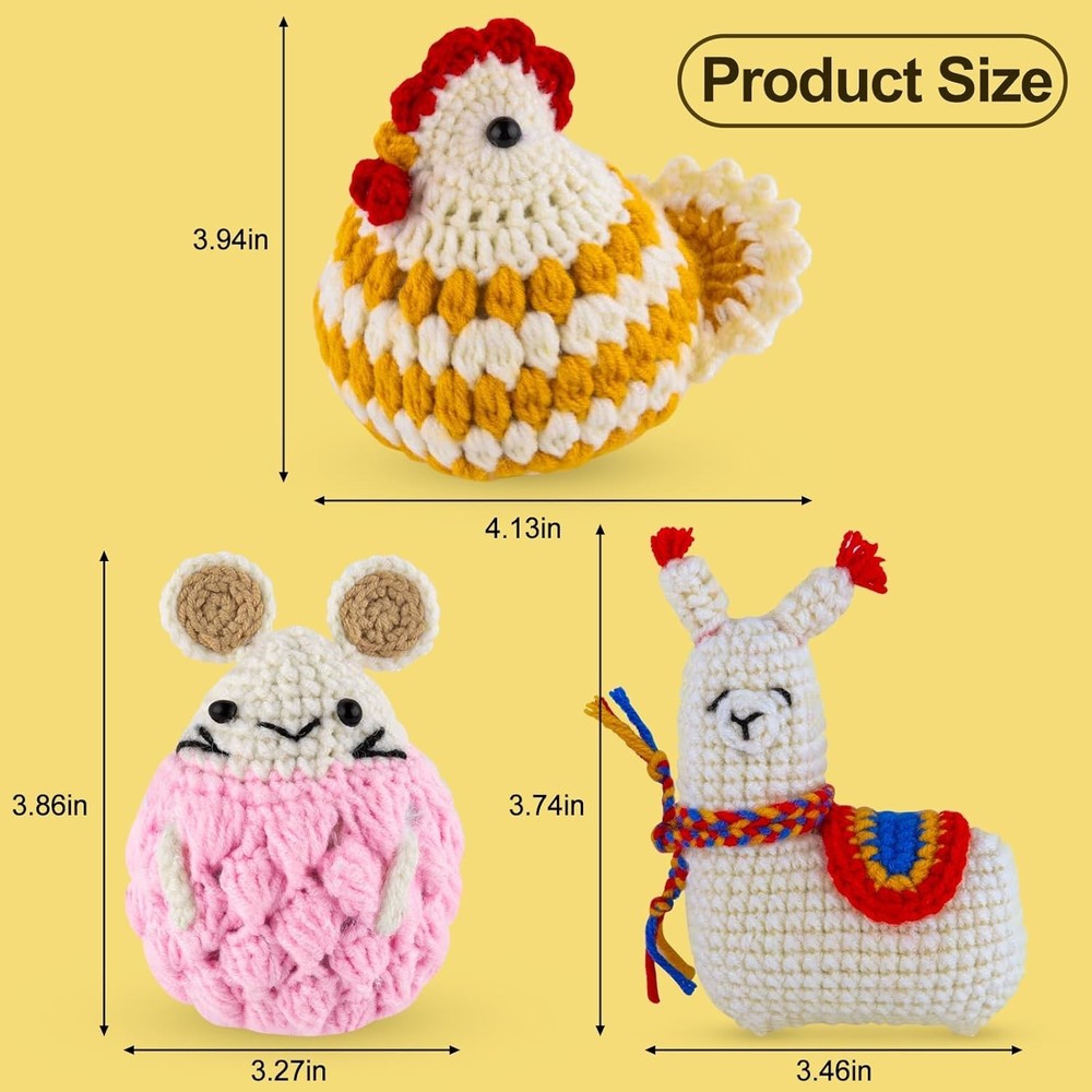 Beginner Crochet Kit with Step-by-Step Tutorials – Create Adorable Alpaca & More
