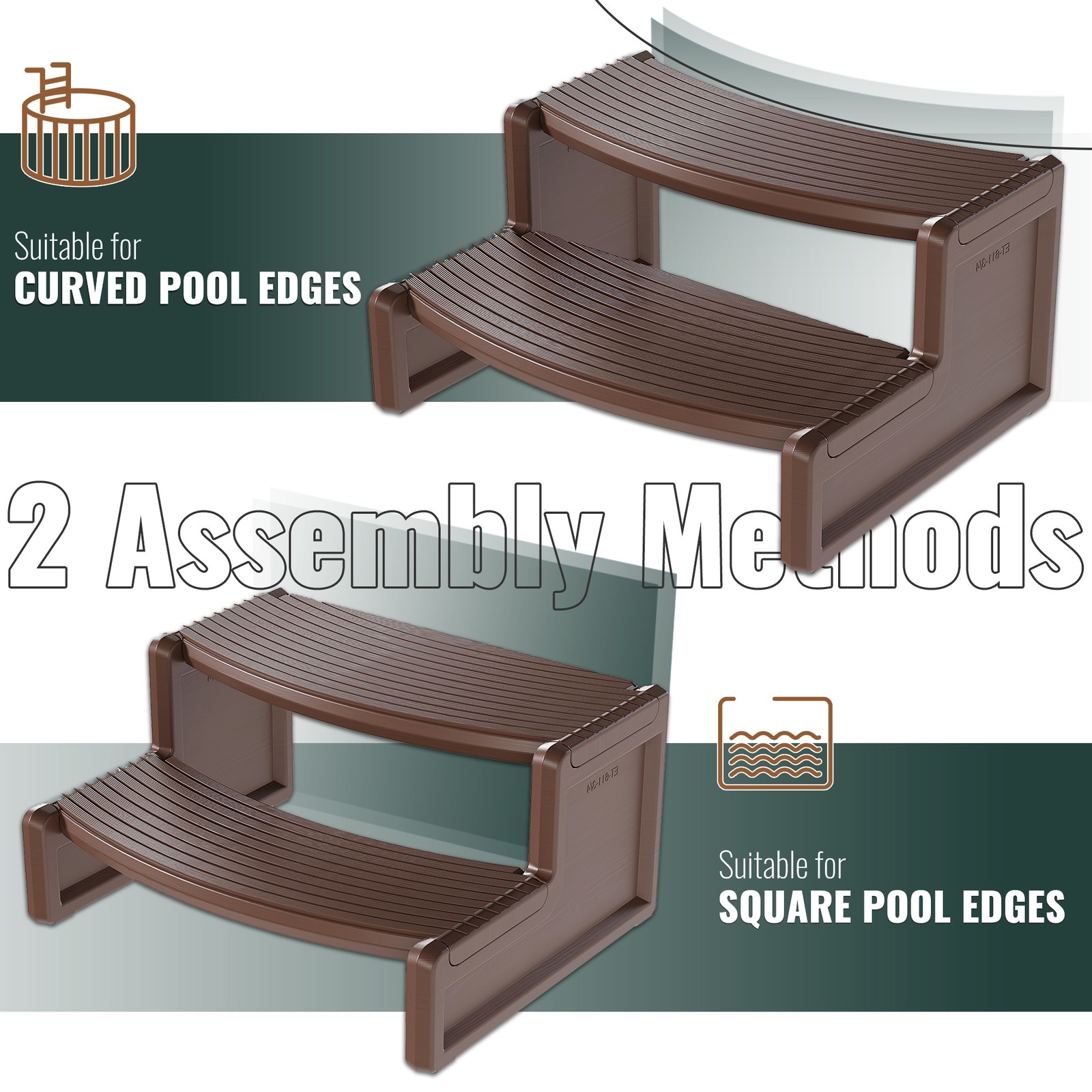 Universal Espresso Resin Pool Ladders Steps Handi-Step For Spa and Hot Tubs Pool