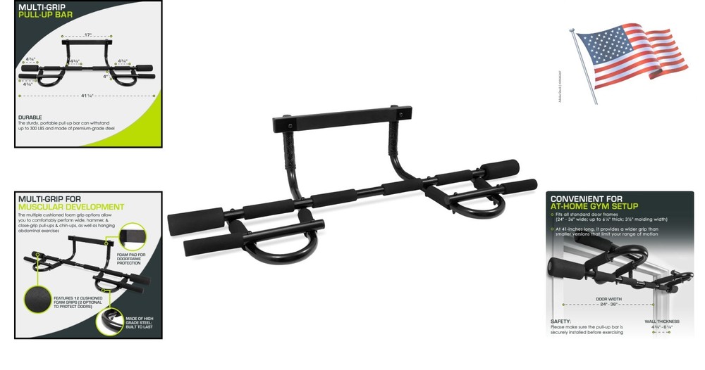 Sturdy Multi-Grip Pull Up Bar - Easy Installation for Strength Training at Home