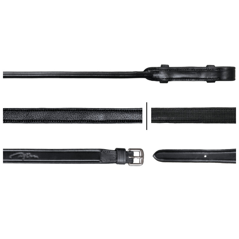 Dion RL Rubber-Lined Snaffle Reins (Round Leather)