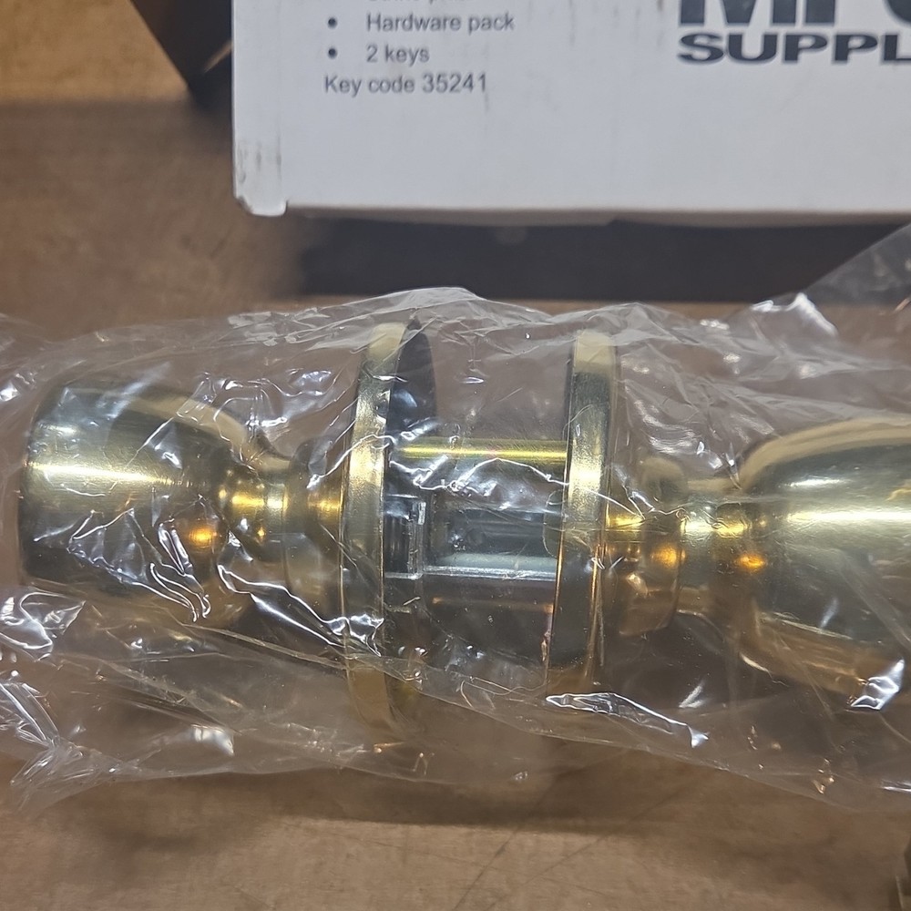 MFS Supply Polished Brass Entry Door Lock Set Adjustable Backset Keys