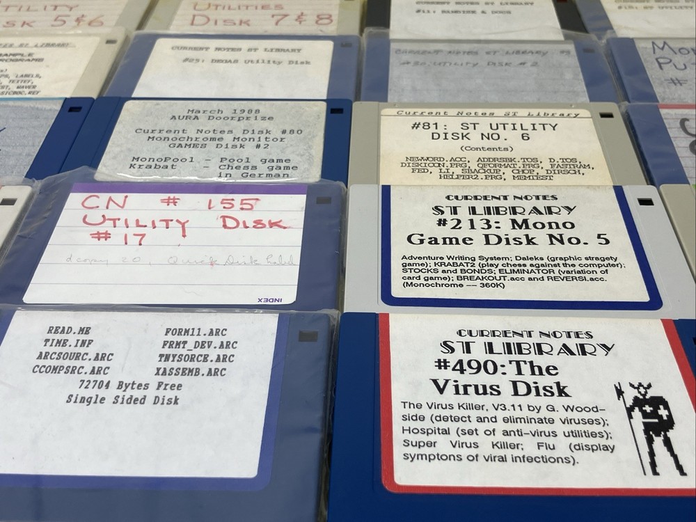 Atari ST Current Notes Library 18 3.5” Disks Lot from Current Notes Magazine