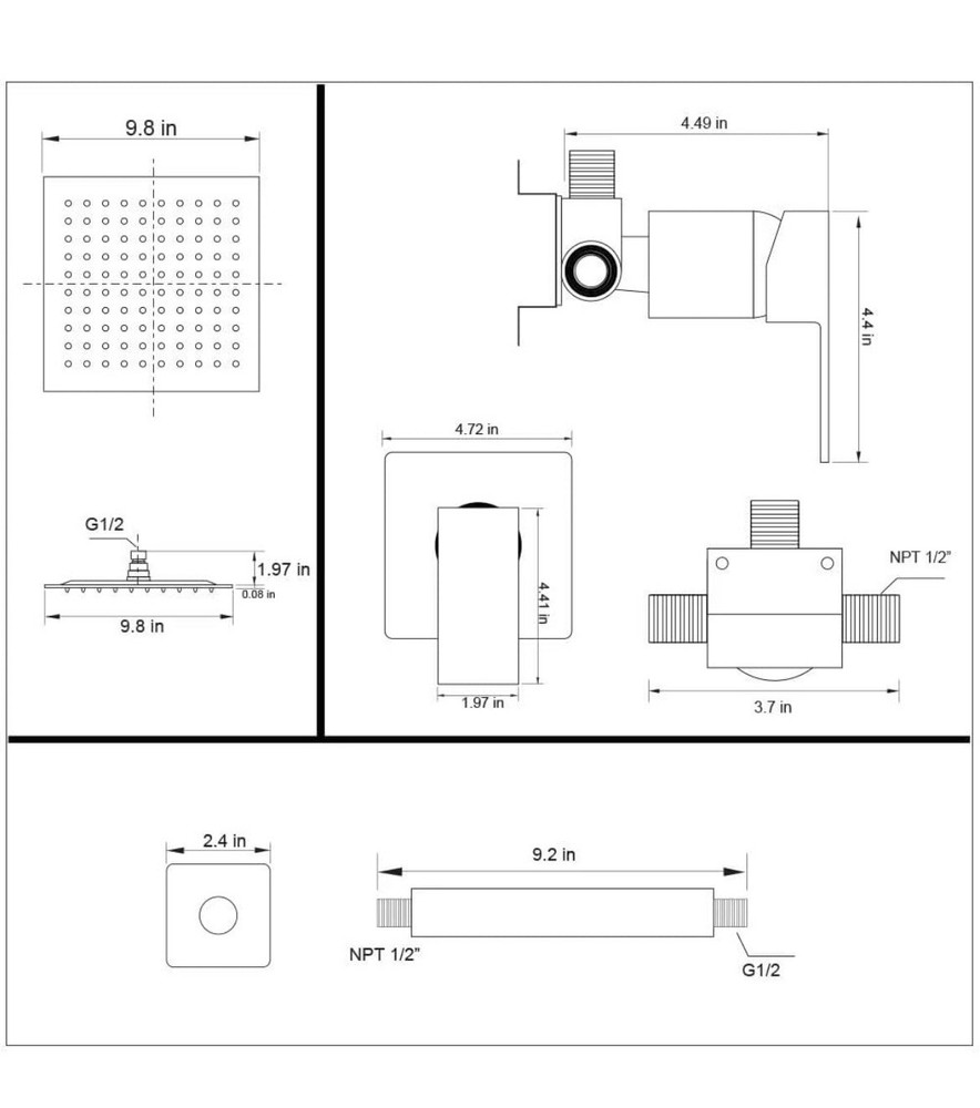 Shower Faucet Set Chrome, Single Function Ceiling Mount Trim Kit Rough-in Valve