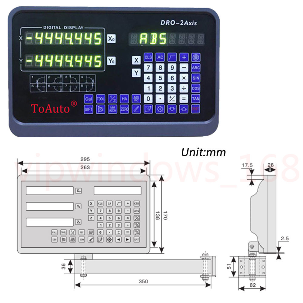 2 Axis Digital Readout DRO Display 8" 38" 5um Linear Scale Encoder CNC, US STOCK