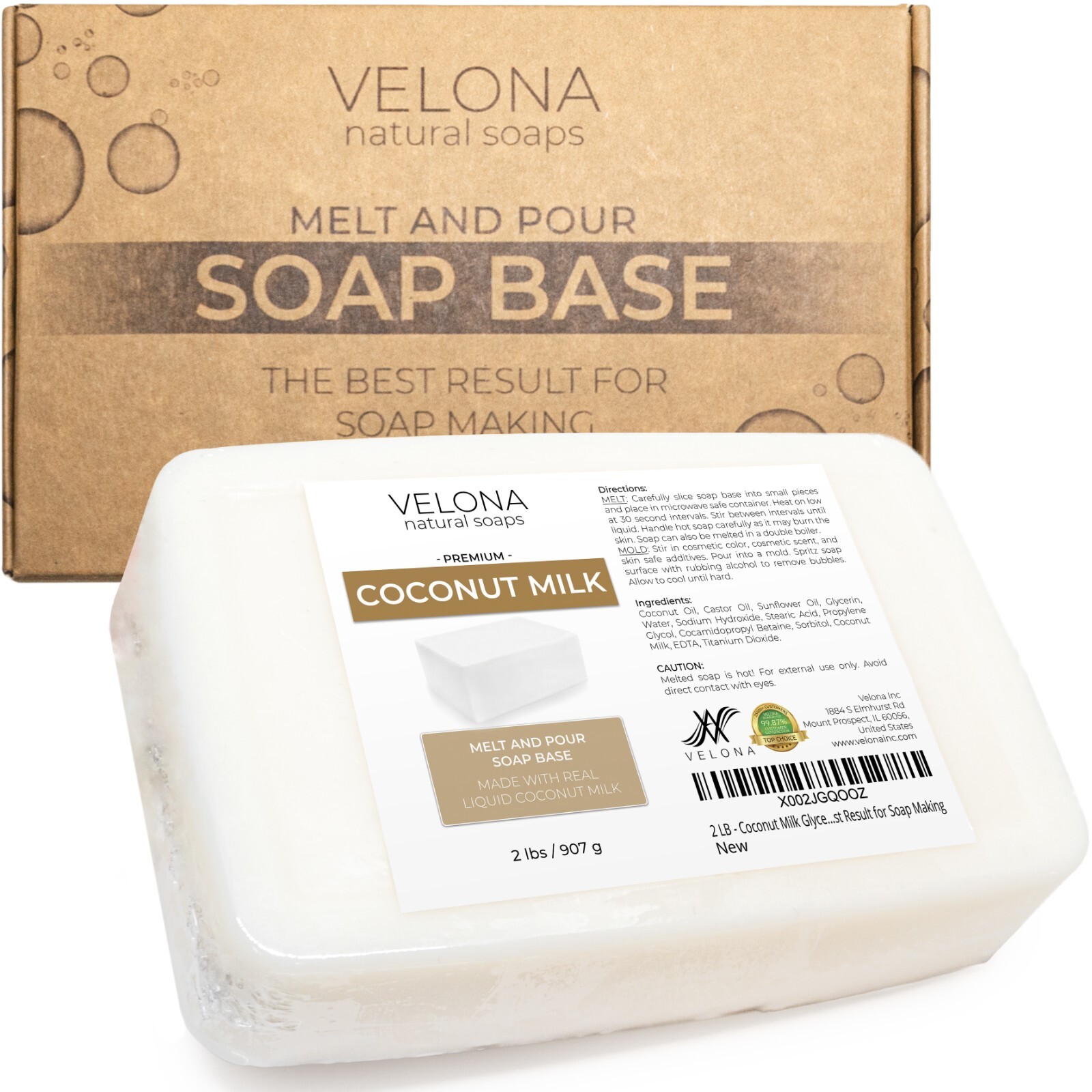 2,5,10,25 LB - Coconut Milk Glycerin Soap Base by Velona SLS/SLES Free Melt Pour