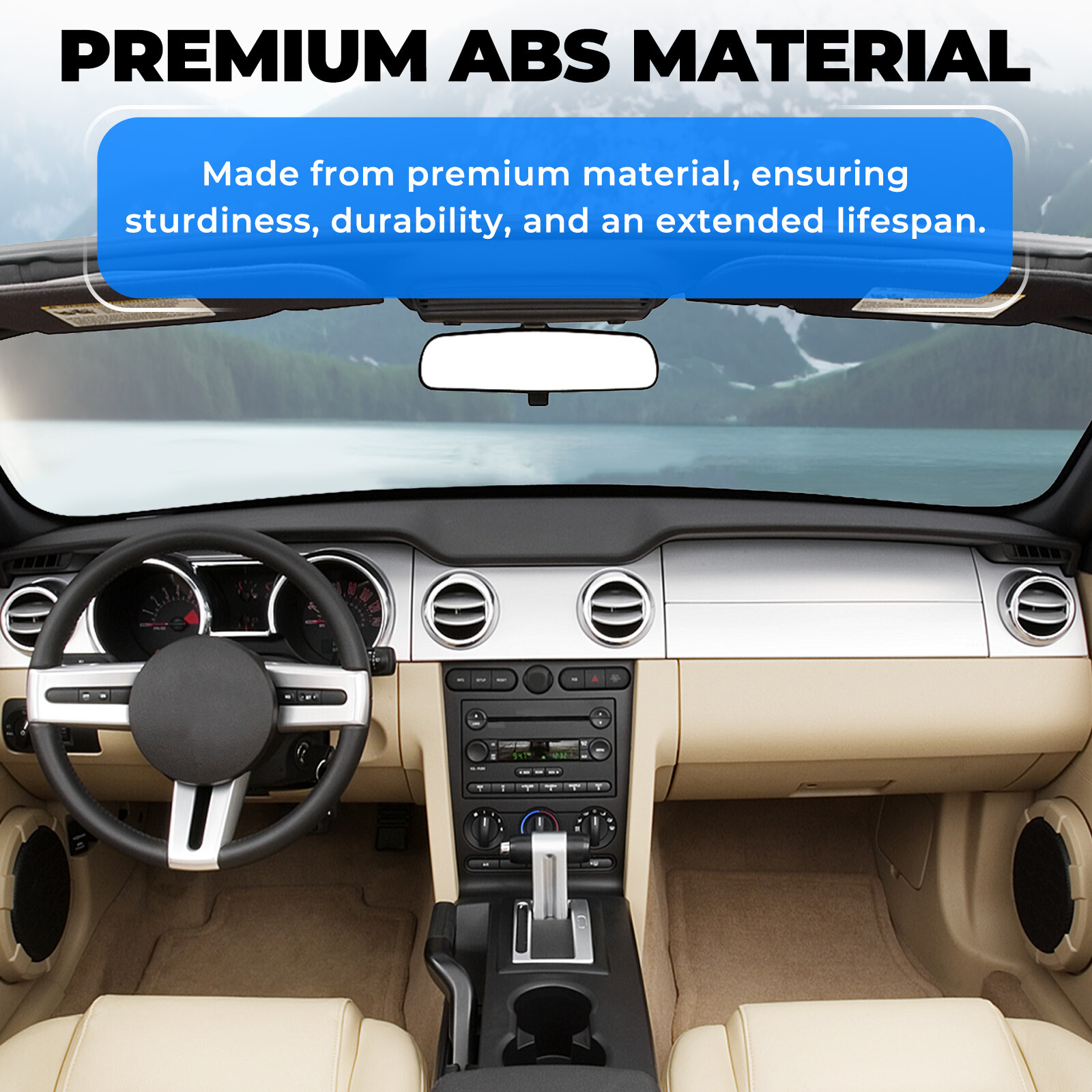 #12509LLBLK Overlay Dashboard Dash Cover Pad ABS For Ford Mustang Base 2005-2009