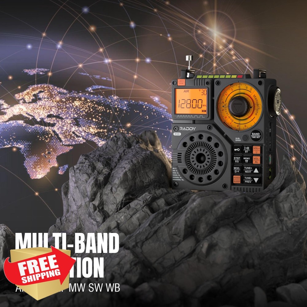 Raddy RF320 Shortwave Radio, APP Control, Black Receiver