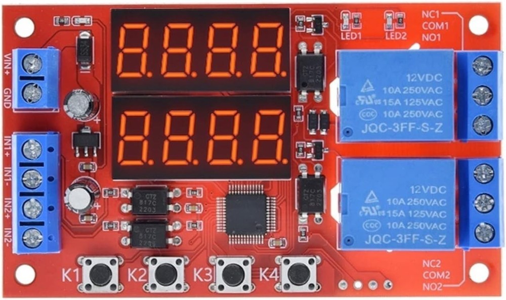 12V 10A Adjustable Time Delay Relay Module 32 Modes Dual Way LED Timer Switch