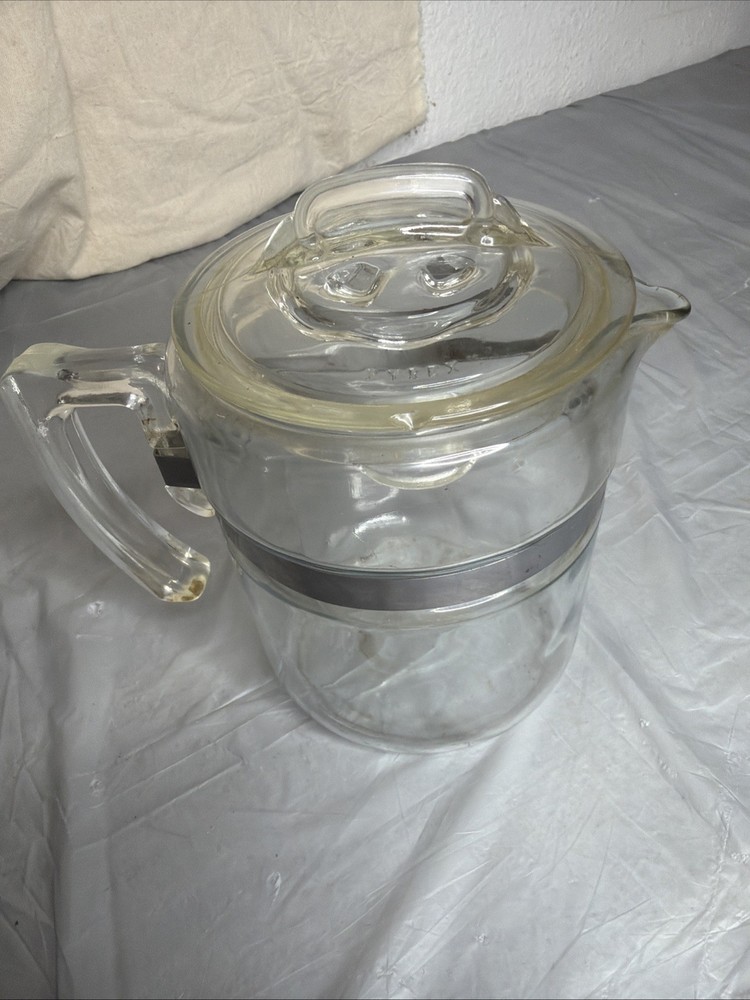 Pyrex Flame Ware 4 Cup Glass Percolator 7824B Pot & Lid No Inserts