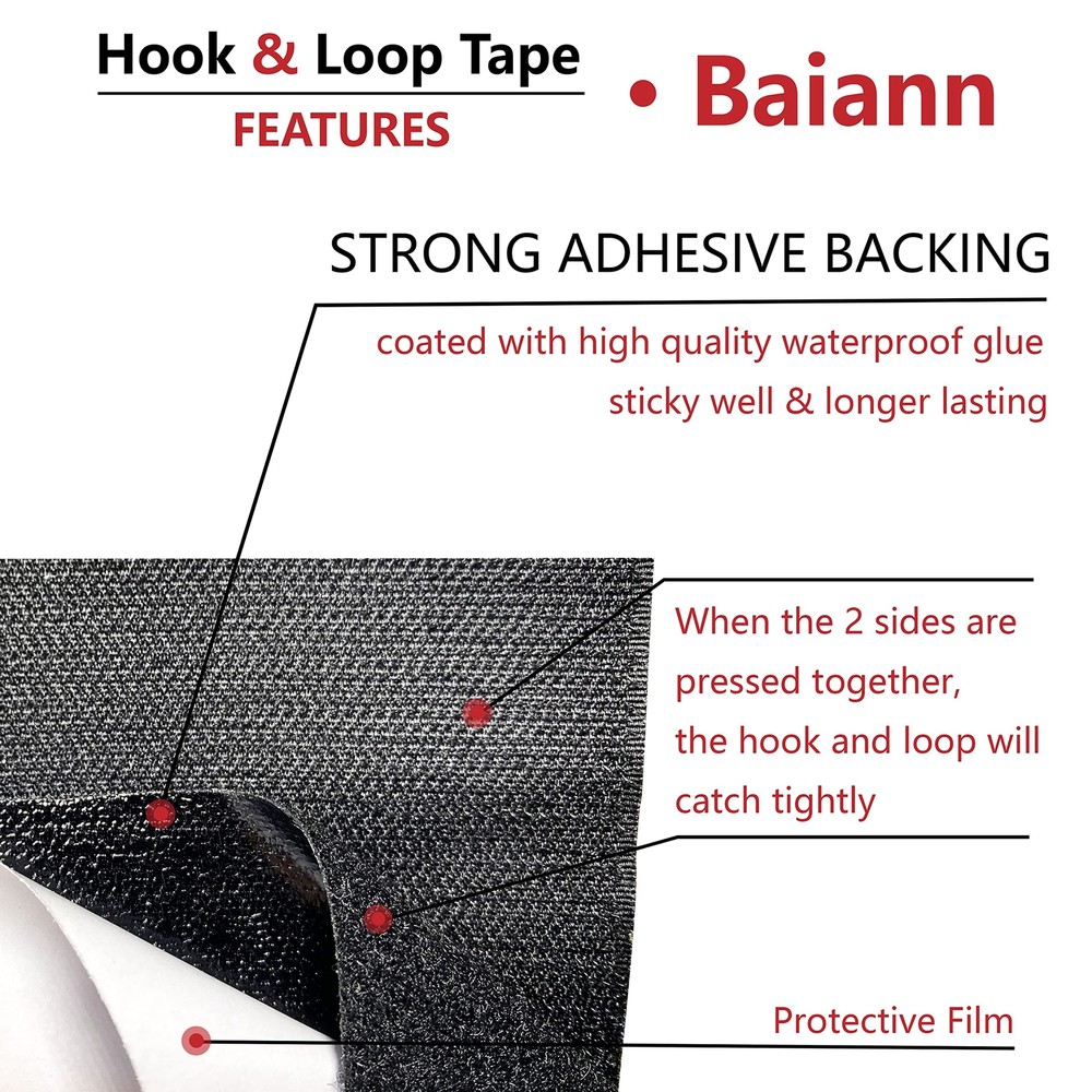 4 Inch Interlocking Tape Hook And Loop Self-Adhesive Strips Set With Sticky Glue