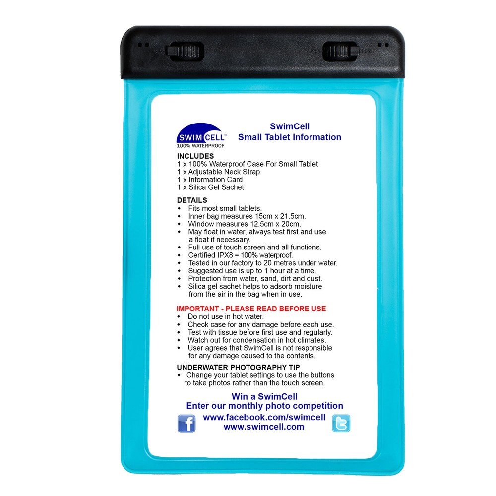 SwimCell 100% Waterproof Small Tablet Case - Blue