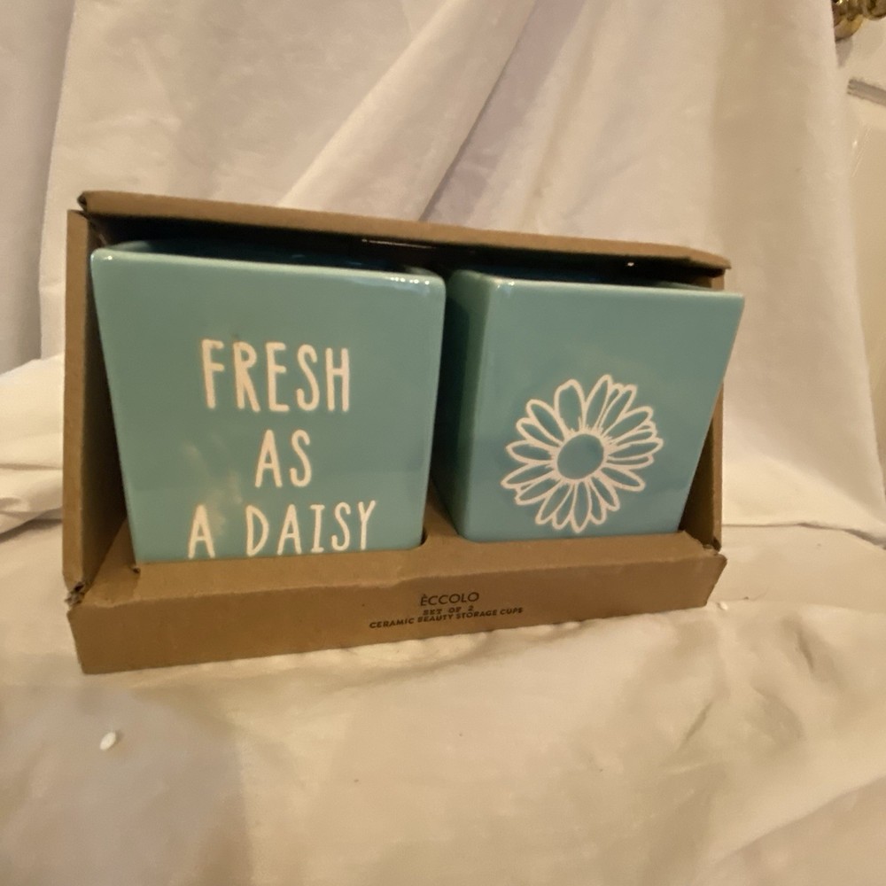 Ceramic Beauty Storage Cups Fresh As A Daisy Planter