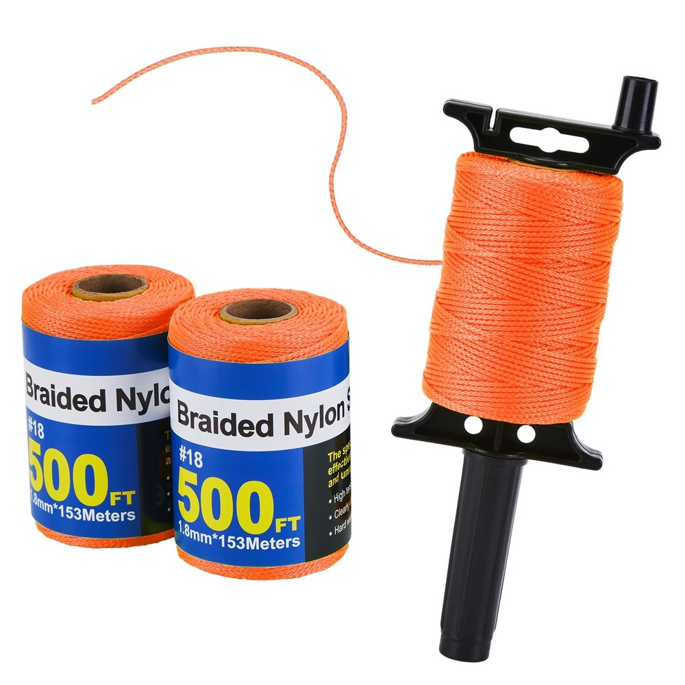 3 Roll Mason Line String Line - #18 Braided Nylon String - 500 Ft Length - Ny...