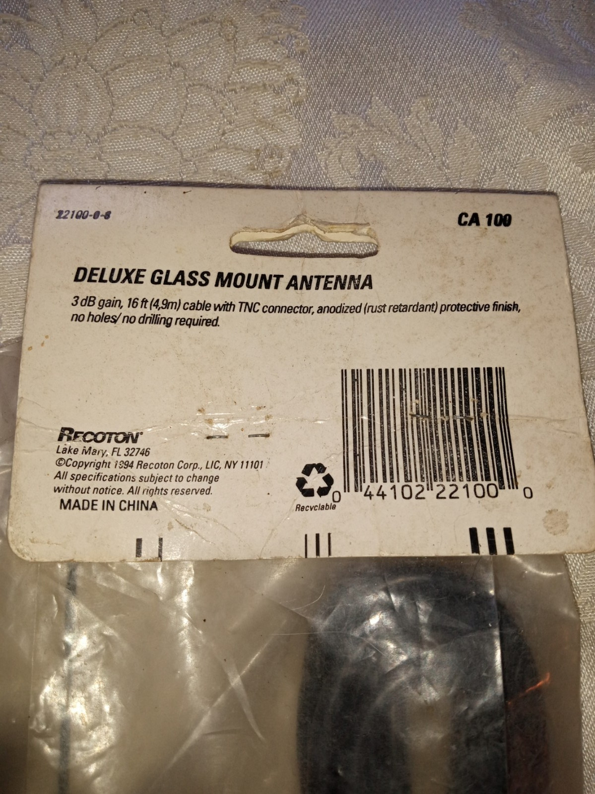 CA 100 - RECOTON Glass Mount Mobile Antenna New