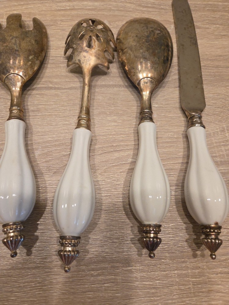 Godinger Vintage Hostess 5 pc Serving set-Silver Plated with Porcelain Handles