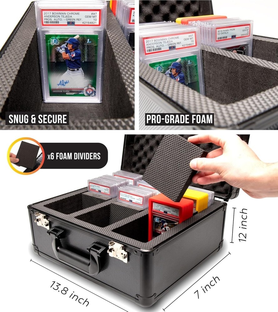 Baseball Card Briefcase with PSA Slab Storage-