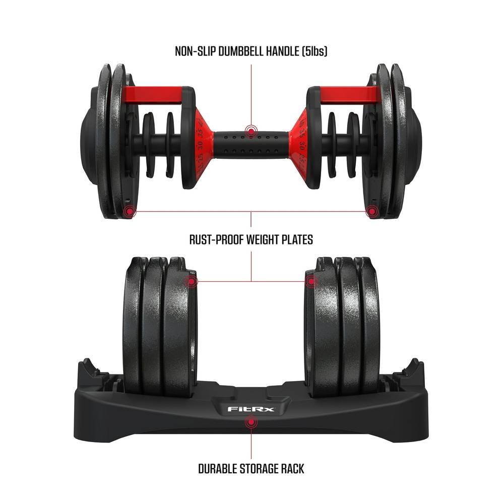 Dumbbell Weights Set 5-52.5Lbs Quick-Select Adjustable Compact Training Rack Set