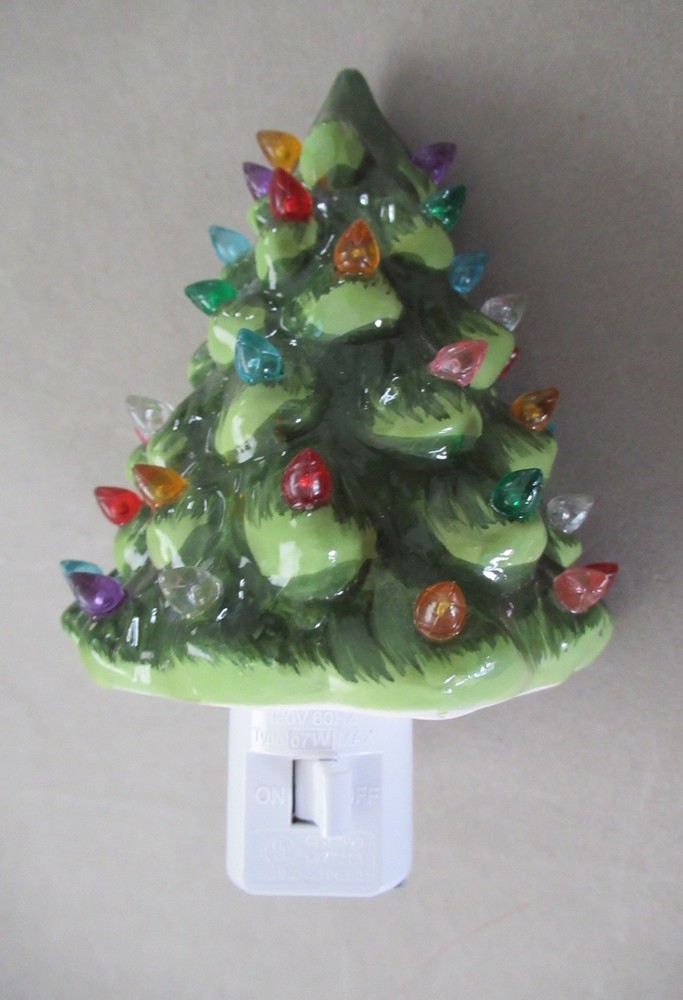 Green Ceramic Christmas Tree Home Night Light